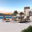 PURPLE LEAF Melben Patio Conversation Set Light Grey Outdoor Aluminum Modern Wicker Sofa Chairs Sets for Balcony Yard Porch