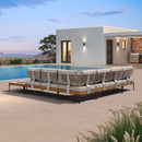 PURPLE LEAF Melben Patio Conversation Set Light Grey Outdoor Aluminum Modern Wicker Sofa Chairs Sets for Balcony Yard Porch