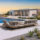 PURPLE LEAF Melben Patio Conversation Set Light Grey Outdoor Aluminum Modern Wicker Sofa Chairs Sets for Balcony Yard Porch