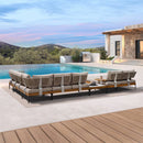 PURPLE LEAF Melben Patio Conversation Set Light Grey Outdoor Aluminum Modern Wicker Sofa Chairs Sets for Balcony Yard Porch