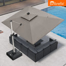 PURPLE LEAF Premium SUNBRELLA Patio Cantilever Umbrella with Solar LED Lights