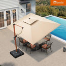 PURPLE LEAF SUNBRELLA Cantilever Umbrella Deluxe Wood Pattern Patio Umbrella