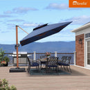 PURPLE LEAF SUNBRELLA Cantilever Umbrella Deluxe Wood Pattern Patio Umbrella