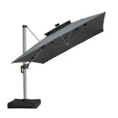 PURPLE LEAF Premium SUNBRELLA Patio Cantilever Umbrella with Solar LED Lights