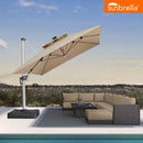 PURPLE LEAF Premium SUNBRELLA Patio Cantilever Umbrella with Solar LED Lights