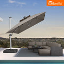 PURPLE LEAF Premium SUNBRELLA Patio Cantilever Umbrella with Solar LED Lights