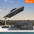 PURPLE LEAF Premium SUNBRELLA Patio Cantilever Umbrella with Solar LED Lights