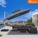 PURPLE LEAF Premium SUNBRELLA Patio Cantilever Umbrella with Solar LED Lights