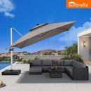 PURPLE LEAF Premium SUNBRELLA Patio Cantilever Umbrella with Solar LED Lights