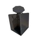 Black steel in-ground umbrella base for cantilever patio umbrellas. Space-saving design, durable and stable.
