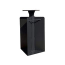 Black powder-coated steel in-ground umbrella base, patio shade solution for cantilever umbrellas.