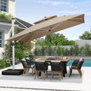 PURPLE LEAF Double Top 360 Degree Rotation 9 ft / 10 ft / 11 ft / 12 ft Square Patio Classic Umbrella - Purple Leaf Garden