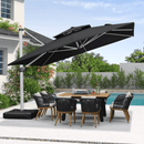 PURPLE LEAF Double Top 360 Degree Rotation 9 ft / 10 ft / 11 ft / 12 ft Square Patio Classic Umbrella - Purple Leaf Garden