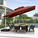 PURPLE LEAF Double Top 360 Degree Rotation 9 ft / 10 ft / 11 ft / 12 ft Square Patio Classic Umbrella - Purple Leaf Garden