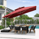 PURPLE LEAF Double Top 360 Degree Rotation 9 ft / 10 ft / 11 ft / 12 ft Square Patio Classic Umbrella - Purple Leaf Garden
