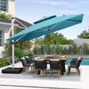 PURPLE LEAF Double Top 360 Degree Rotation 9 ft / 10 ft / 11 ft / 12 ft Square Patio Classic Umbrella - Purple Leaf Garden
