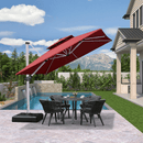 PURPLE LEAF Double Top 360 Degree Rotation 9 ft / 10 ft / 11 ft / 12 ft Square Patio Classic Umbrella - Purple Leaf Garden