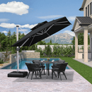 PURPLE LEAF Double Top 360 Degree Rotation 9 ft / 10 ft / 11 ft / 12 ft Square Patio Classic Umbrella - Purple Leaf Garden