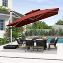 PURPLE LEAF Double Top 360 Degree Rotation 9 ft / 10 ft / 11 ft / 12 ft Square Patio Classic Umbrella - Purple Leaf Garden