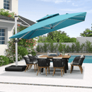PURPLE LEAF Double Top 360 Degree Rotation 9 ft / 10 ft / 11 ft / 12 ft Square Patio Classic Umbrella - Purple Leaf Garden