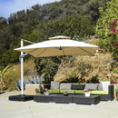 PURPLE LEAF Double Top 360 Degree Rotation 9 ft / 10 ft / 11 ft / 12 ft Square Patio Classic Umbrella - Purple Leaf Garden