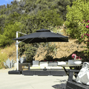 PURPLE LEAF Double Top 360 Degree Rotation 9 ft / 10 ft / 11 ft / 12 ft Square Patio Classic Umbrella - Purple Leaf Garden