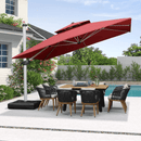 PURPLE LEAF Double Top 360 Degree Rotation 9 ft / 10 ft / 11 ft / 12 ft Square Patio Classic Umbrella - Purple Leaf Garden