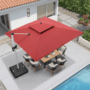 PURPLE LEAF Double Top 360 Degree Rotation 9 ft / 10 ft / 11 ft / 12 ft Square Patio Classic Umbrella - Purple Leaf Garden