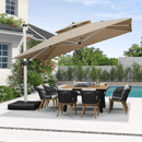 PURPLE LEAF Double Top 360 Degree Rotation 9 ft / 10 ft / 11 ft / 12 ft Square Patio Classic Umbrella - Purple Leaf Garden