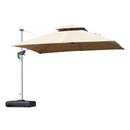 PURPLE LEAF Double Top 360 Degree Rotation 9 ft / 10 ft / 11 ft / 12 ft Square Patio Classic Umbrella - Purple Leaf Garden