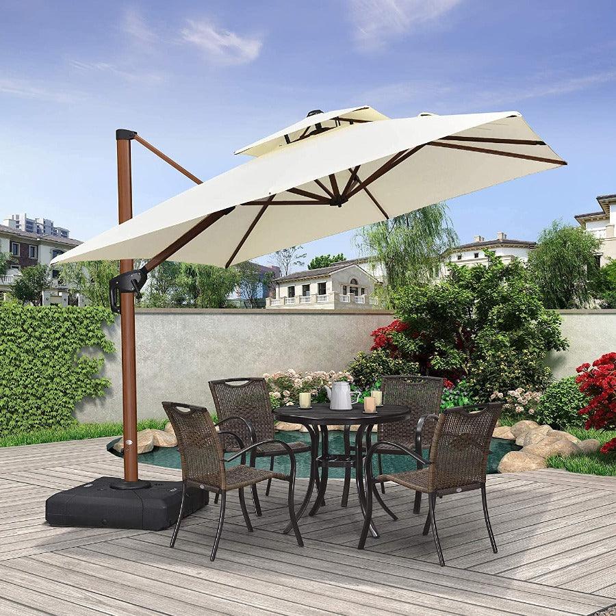 9/10/11/12ft Wood Pattern Square Outdoor Sun Umbrella for Garden