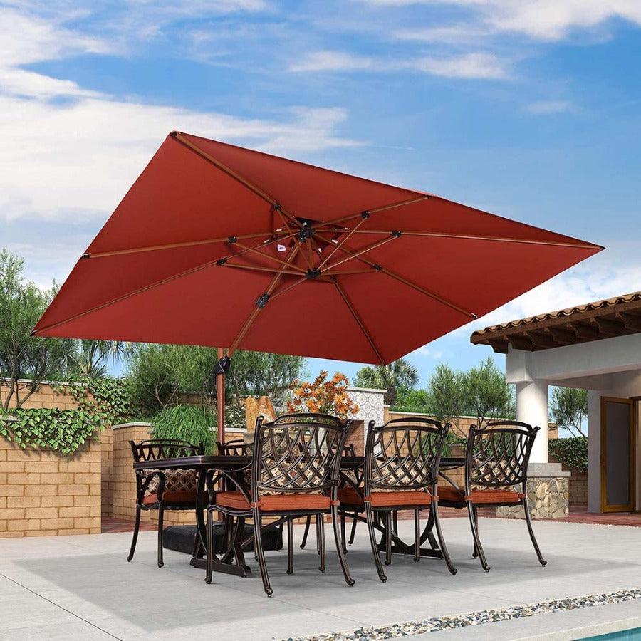 best sturdy patio umbrella PURPLE LEAF 9x12ft Yard Umbrella in Wood Color, Cantilever Outdoor Sun Umbrella for Deck, Cream