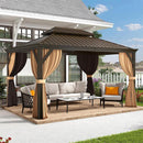 PURPLE LEAF Outdoor Hardtop Gazebo For Garden Bronze Double Roof Aluminum Frame Pavilion - Purple Leaf Garden