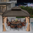 PURPLE LEAF Outdoor Hardtop Gazebo For Garden Bronze Double Roof Aluminum Frame Pavilion - Purple Leaf Garden