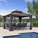 PURPLE LEAF Outdoor Hardtop Gazebo For Garden Bronze Double Roof Aluminum Frame Pavilion - Purple Leaf Garden