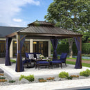 PURPLE LEAF Outdoor Hardtop Gazebo For Garden Bronze Double Roof Aluminum Frame Pavilion - Purple Leaf Garden