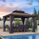PURPLE LEAF Outdoor Hardtop Gazebo For Garden Bronze Double Roof Aluminum Frame Pavilion - Purple Leaf Garden