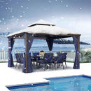 PURPLE LEAF Outdoor Hardtop Gazebo For Garden Bronze Double Roof Aluminum Frame Pavilion - Purple Leaf Garden