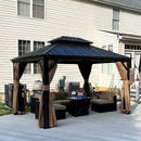 PURPLE LEAF Outdoor Hardtop Gazebo For Garden Bronze Double Roof Aluminum Frame Pavilion - Purple Leaf Garden