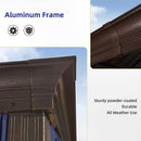 PURPLE LEAF Outdoor Hardtop Gazebo For Patio Bronze Aluminum Frame Pavilion With Navy-Blue Curtain - Purple Leaf Garden