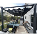 Black retractable pergola canopy replacement on a deck, patio shade solutions, 10'x12' size