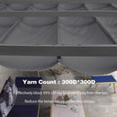 Dark gray retractable pergola canopy fabric detail, 300D*300D yarn count, UV protection, patio shade solution.