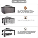 PURPLE LEAF Patio Gazebo For Backyard Grey Hardtop Galvanized Steel Roof Awning With Upgrade Curtain - Purple Leaf Garden