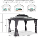 PURPLE LEAF Patio Gazebo For Backyard Grey Hardtop Galvanized Steel Roof Awning With Upgrade Curtain - Purple Leaf Garden