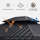 PURPLE LEAF Patio Gazebo For Backyard Grey Hardtop Galvanized Steel Roof Awning With Upgrade Curtain - Purple Leaf Garden