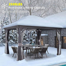 PURPLE LEAF Patio Gazebo For Backyard Grey Hardtop Galvanized Steel Roof Awning With Upgrade Curtain - Purple Leaf Garden