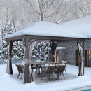 PURPLE LEAF Patio Gazebo For Backyard Grey Hardtop Galvanized Steel Roof Awning With Upgrade Curtain - Purple Leaf Garden