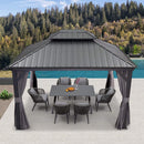 PURPLE LEAF Patio Gazebo For Backyard Grey Hardtop Galvanized Steel Roof Awning With Upgrade Curtain - Purple Leaf Garden