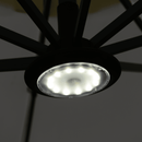 PURPLE LEAF cantilever patio umbrella LED light, white lights, black housing and frame.