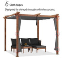 Pergola curtains with cloth ropes for easy fixing, outdoor privacy solution.